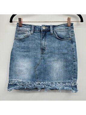 8th of LA Denim Mini Skirt with Frayed Hem Size Small